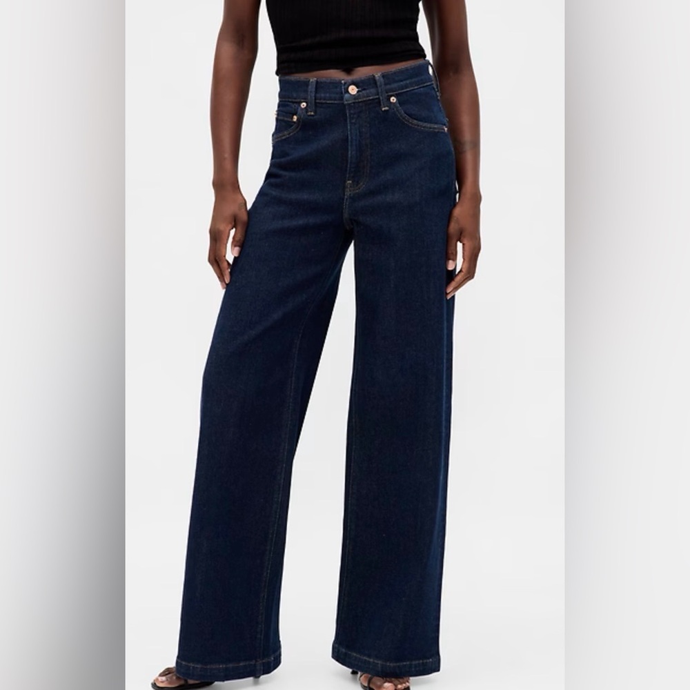 GAP Dark Indigo High Rise Wide-Leg Jeans